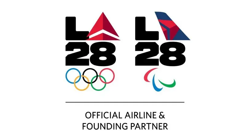 The LA28 Delta logos showing the Delta logos swapped out for the A in each of the logos