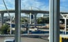 LAX airport with its midcentury space-age Theme Building at the center and lots of construction for its people mover train