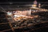Fireworks exploding over Olympic venues at SoFi Stadium and the Coliseum in a rendering showing LA during the Olympics